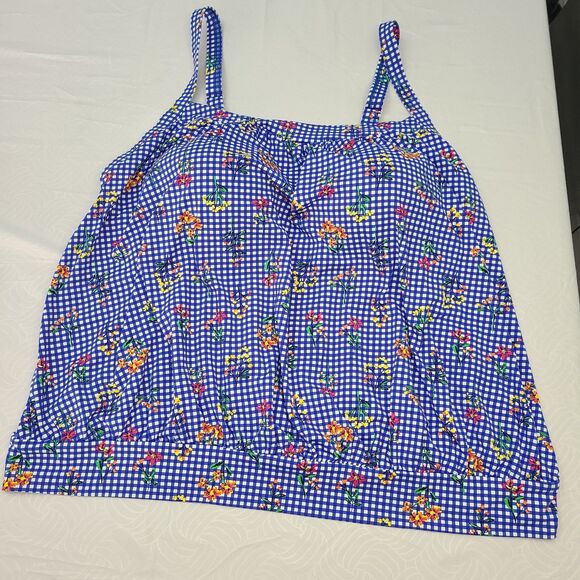 Lands' End women's chlorine-resistant blouson tankini swimsuit top featuring... - Picture 1 of 6